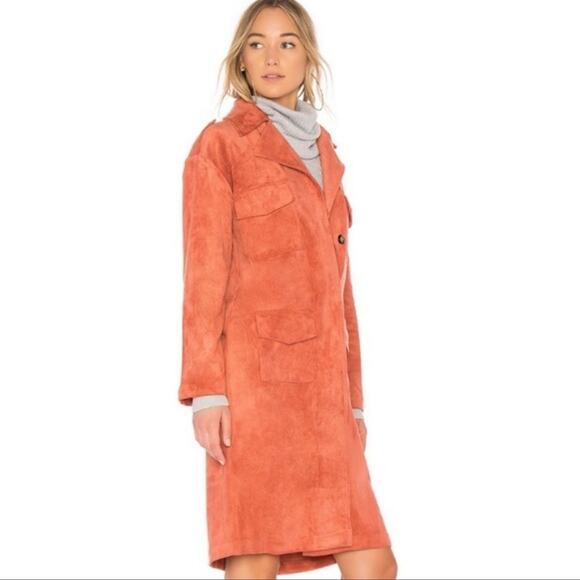 Tularosa Vanessa Rust Faux Suede Trench Coat Size M - Picture 2 of 12